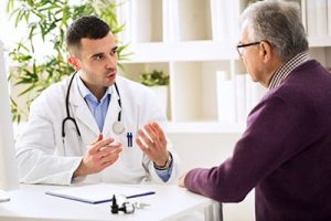 Medical professional talking to a medical cannabis patient